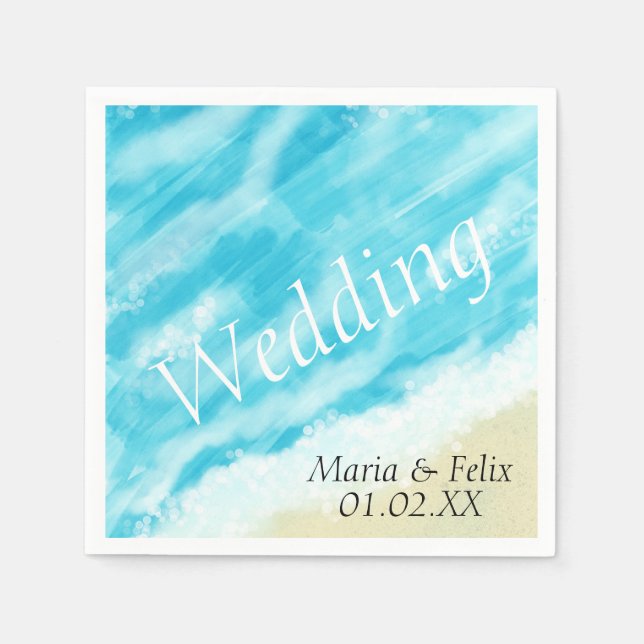 Serviette En Papier Mariage sur la Plage Réception de Mariage Sable Va (Devant)