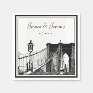 Serviette En Papier Mariage sur la skyline de NYC avec le pont de Broo