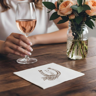 Serviette En Papier Mariage sur mesure avec monogramme rustique occide