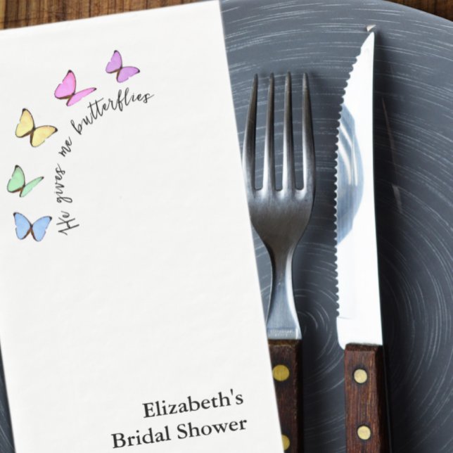 Serviette En Papier Mariage surprise 'Il me donne des papillons dans l (Créateur téléchargé)