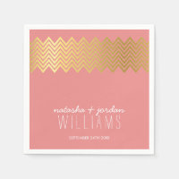 MARIAGE TABLE DECOR chevron motif corail or
