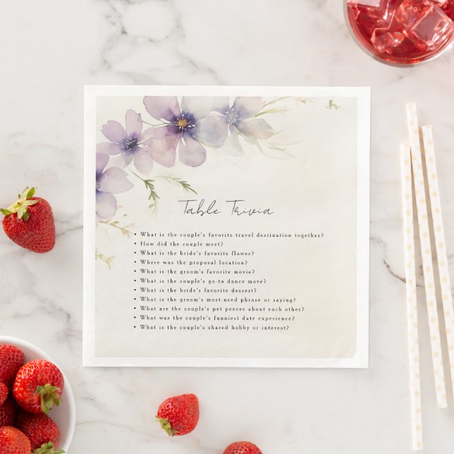 Serviette En Papier Mariage table trivia bleu cosmos fleurs (En situation)