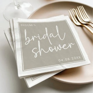 Serviette En Papier Mariage Taupe Minimaliste Écriture