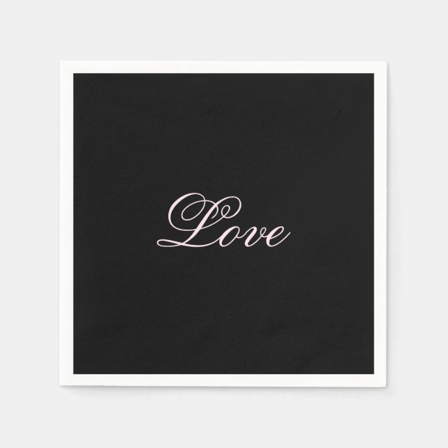 Serviette En Papier Mariage tendance Love Calligraphie Script noir (Devant)