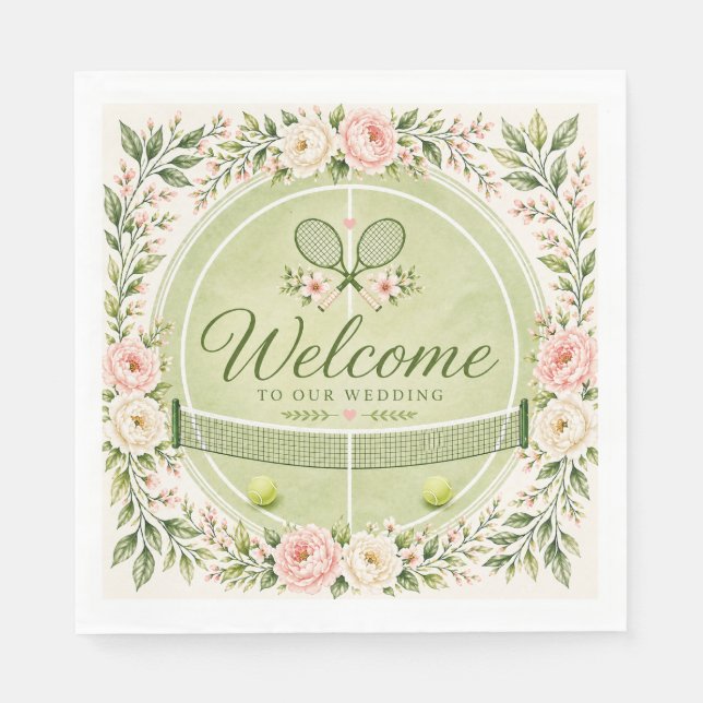 Serviette En Papier Mariage Tennis (Devant)
