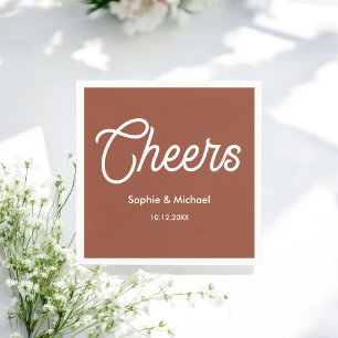 Serviette En Papier Mariage Terre Cuite Brun Blanc 