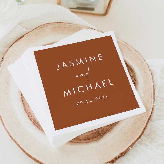 Serviette En Papier Mariage Terre Cuite Écriture Moderne (Créateur téléchargé)