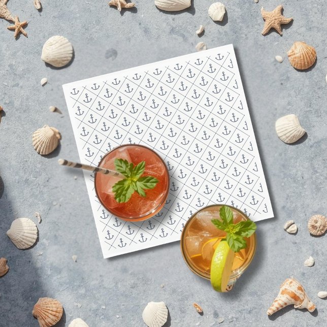 Serviette En Papier Mariage Thème Ancre Marine (Créateur téléchargé)