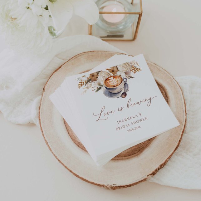 Serviette En Papier Mariage Thème Café 'L'amour est dans l'air' (Créateur téléchargé)