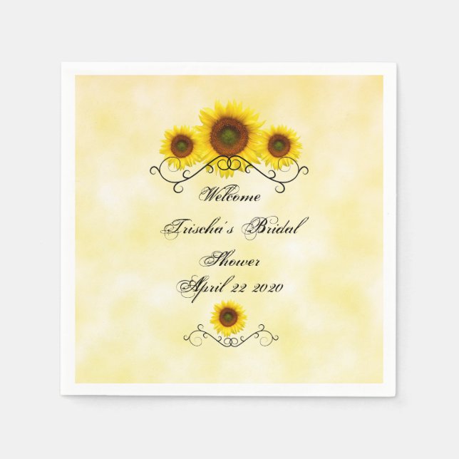 Serviette en papier mariage thème tournesol (Devant)
