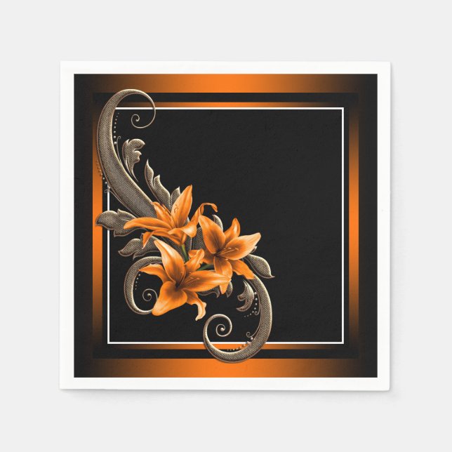 Serviette En Papier Mariage Tiger Lily (Devant)