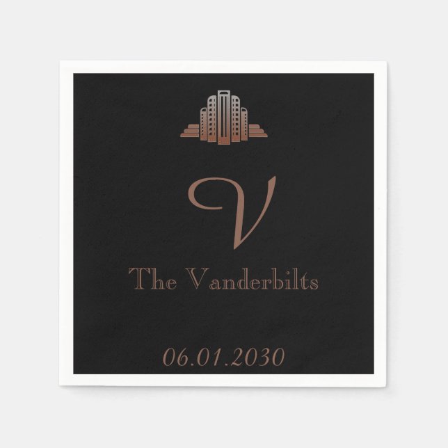 Serviette En Papier Mariage tour Art déco (Devant)