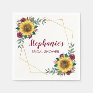 Serviette En Papier Mariage Tournesol Moderne Floral