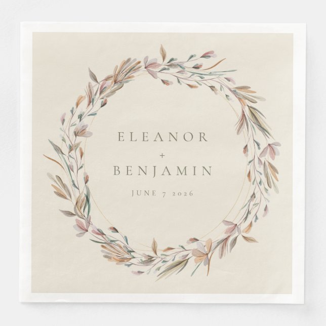 Serviette En Papier Mariage traditionnel rustique et élégant (Devant)