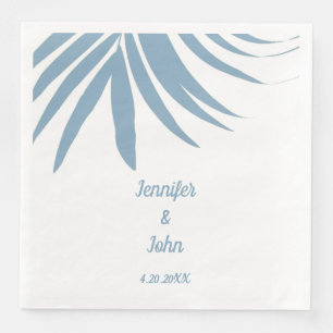 Serviette En Papier Mariage Tropical Arbre Feuille de Palmier Bleu Pou