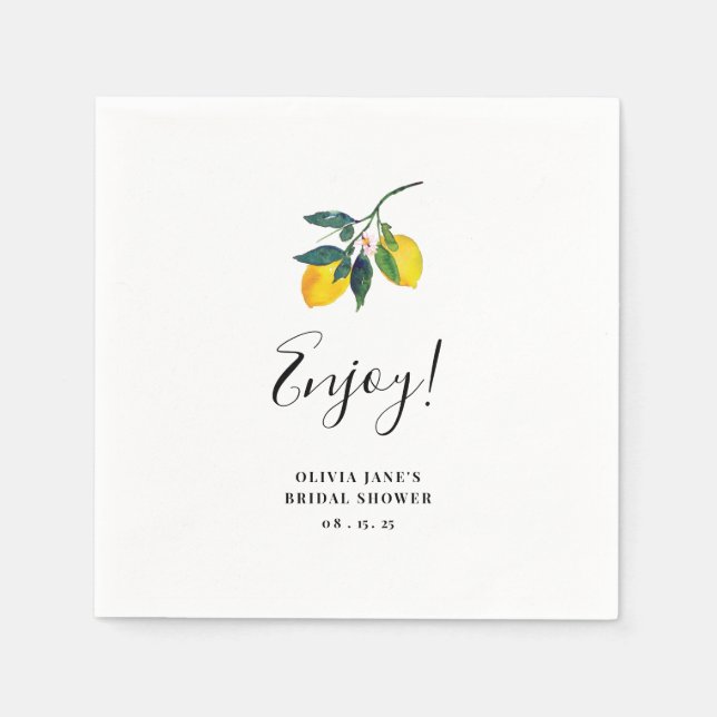 Serviette En Papier Mariage Tropical au Citron (Devant)