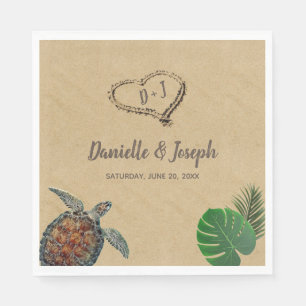 Serviette En Papier Mariage Tropical Beach Sea Turtle