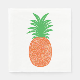Serviette En Papier Mariage tropical de Paisley Pineapple Orange