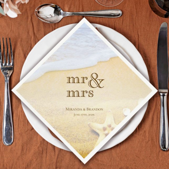 Serviette En Papier Mariage tropical de plage de Starfish (Créateur téléchargé)