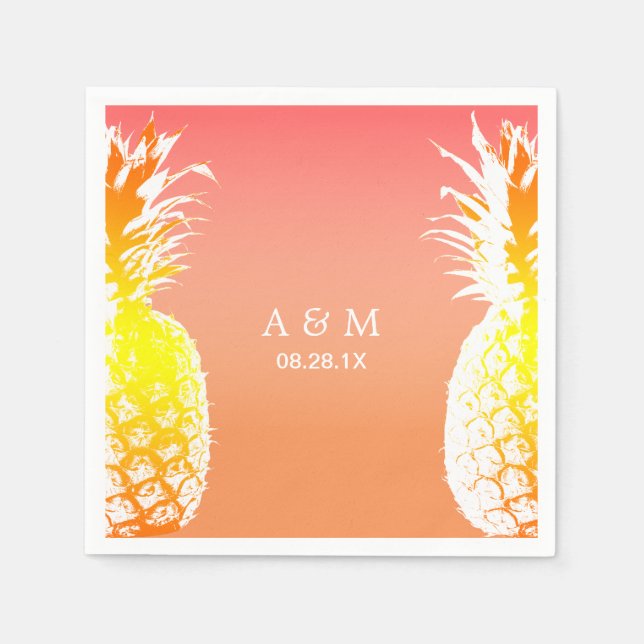 Serviette En Papier Mariage tropical des ananas hawaïens (Devant)