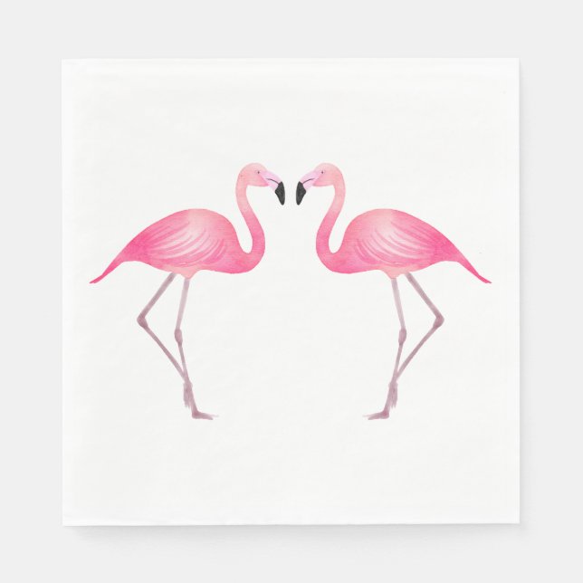Serviette En Papier Mariage Tropical Flamant Rose Shower de Mariée Lua (Devant)
