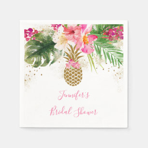 Serviette En Papier Mariage Tropical Floral avec Thème Ananas