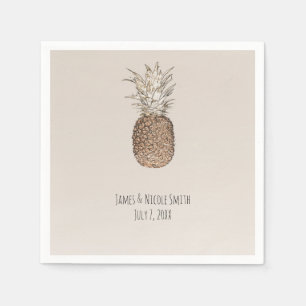 Serviette En Papier Mariage Tropical Hawaïen Ananas Rustique