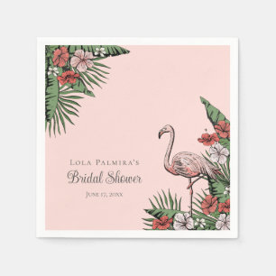 Serviette En Papier Mariage Tropical Hawaïen Thème Flamant Rose