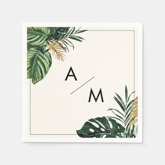 Serviette En Papier Mariage tropical moderne (Devant)