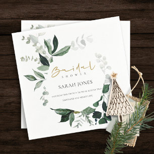 Serviette En Papier Mariage tropical moderne avec feuillage vert