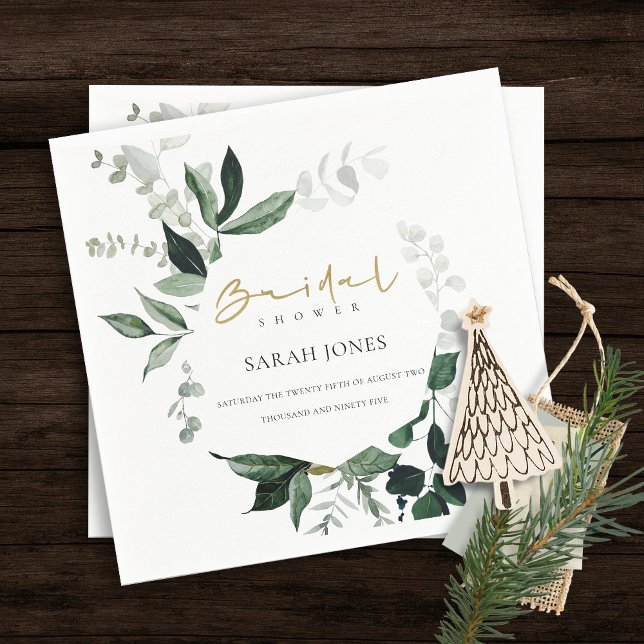 Serviette En Papier Mariage tropical moderne avec feuillage vert (Créateur téléchargé)