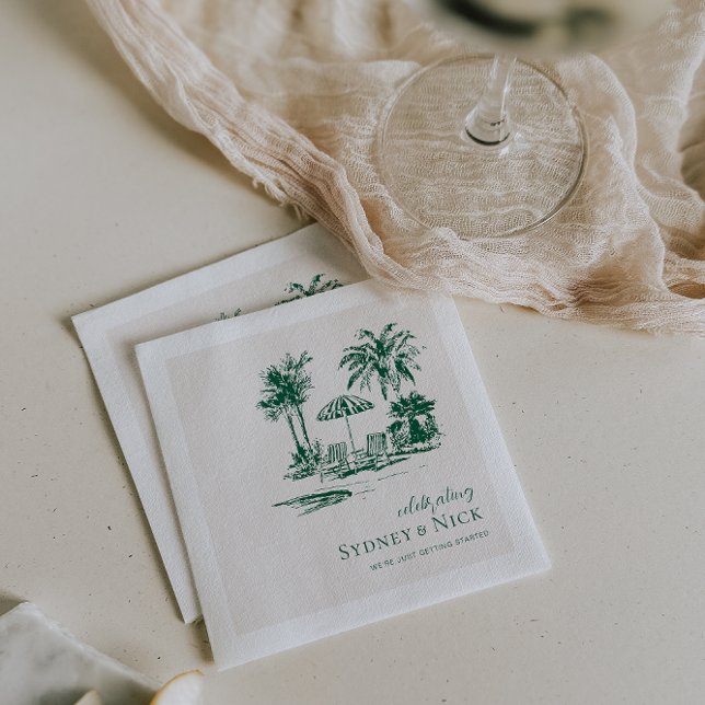 Serviette En Papier Mariage Tropical Palm Personalisé (Créateur téléchargé)