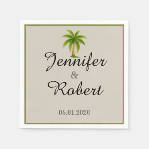Serviette En Papier Mariage Tropical Palm Tree