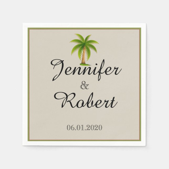 Serviette En Papier Mariage Tropical Palm Tree (Devant)