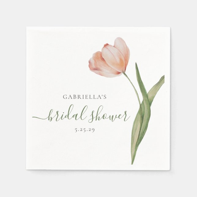 Serviette En Papier Mariage tulipe aquarelle vert (Devant)