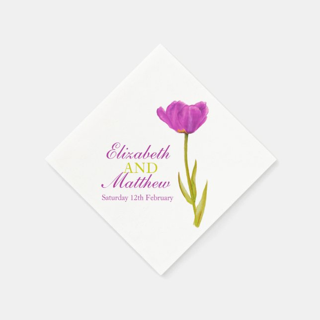 Serviette En Papier Mariage tulipe simple violet art nommé papier serv (Coin)