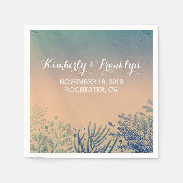 Serviette En Papier Mariage turquoise Beach (Devant)