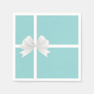 Serviette En Papier Mariage Turquoise Bleu Grand Ruban Blanc