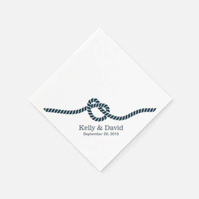 Serviette En Papier Mariage Tying Bleu Marine Knot (Coin)