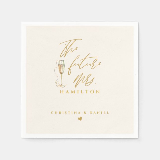 Serviette En Papier Mariage Typographie Moderne Écriture Dorée (Devant)