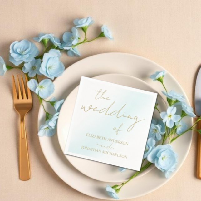 Serviette En Papier Mariage Vague Aquarelle Bleue (Créateur téléchargé)