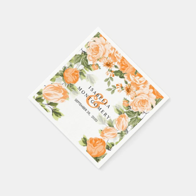 Serviette En Papier Mariage végétal orange (Coin)