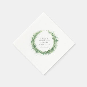 Serviette En Papier Mariage verdure couronne d'aquarelle sauge vert