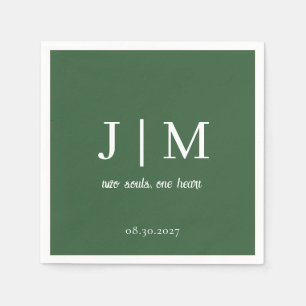 Serviette En Papier Mariage Vert Chasseur Message Personnalisable Date