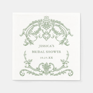 Serviette En Papier Mariage vert de l'âge orné victorien Grace Floral