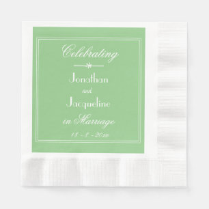 Serviette En Papier Mariage Vert Doux Chic Papier à détails de script