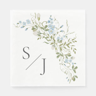 Serviette En Papier Mariage vert Fleur sauvage bleu printemps