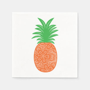 Serviette En Papier Mariage Vert Hawaïen Orange Tropical Ananas
