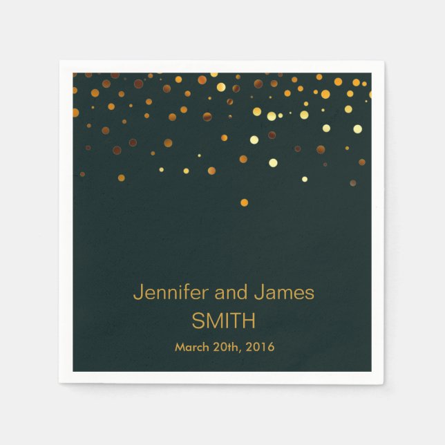Serviette En Papier Mariage vert personnalisé Confetti Parties scintil (Devant)