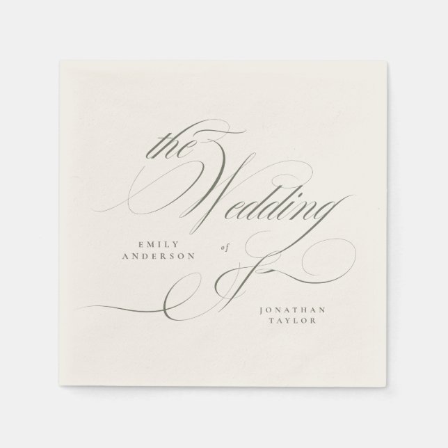 Serviette En Papier Mariage Vert Pistache (Devant)